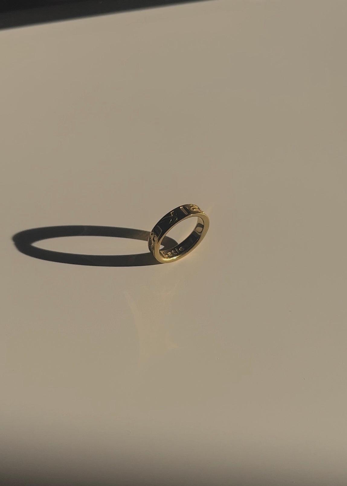 Arabic ring in gold, carved with the words in Arabic ‘commitment & companion’ the perfect ring for a forever love story